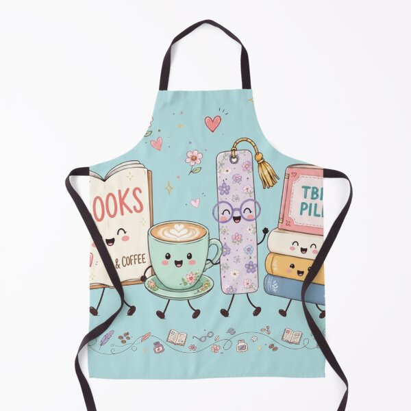 Item preview, Cute Books Coffee and TBR Pile Kawaii Bookworm Art designed and sold by sanorastyle.