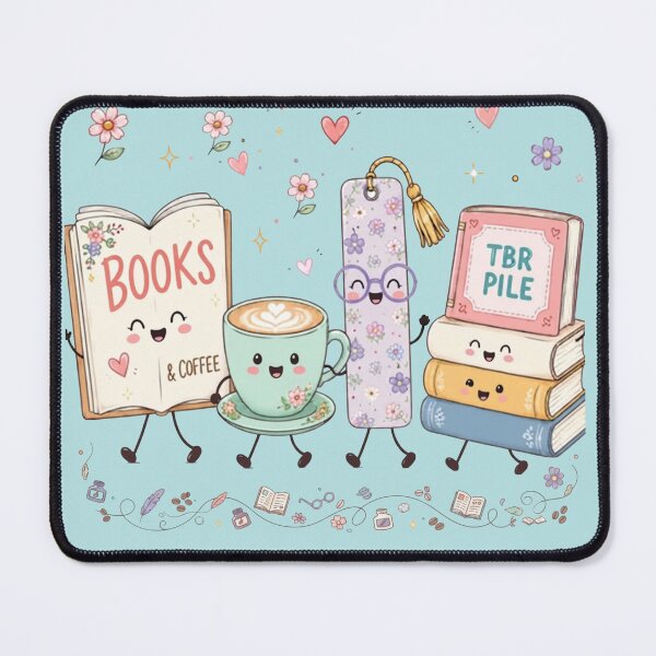 Item preview, Cute Books Coffee and TBR Pile Kawaii Bookworm Art designed and sold by sanorastyle.