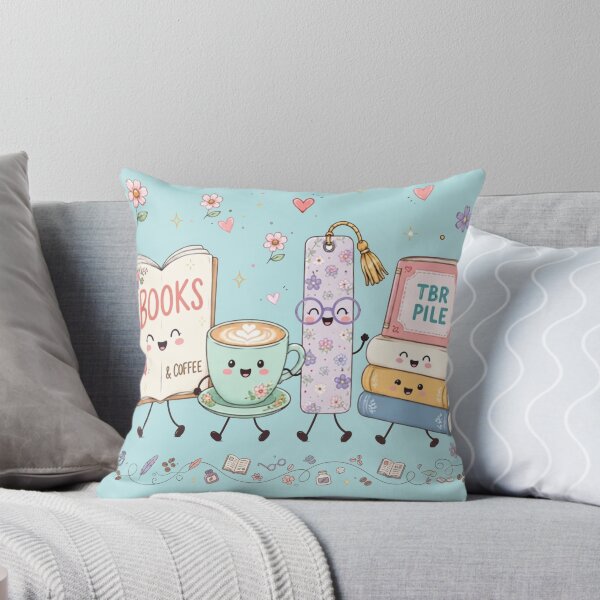 Item preview,  Cute Books Coffee and TBR Pile Kawaii Bookworm Art designed and sold by sanorastyle.