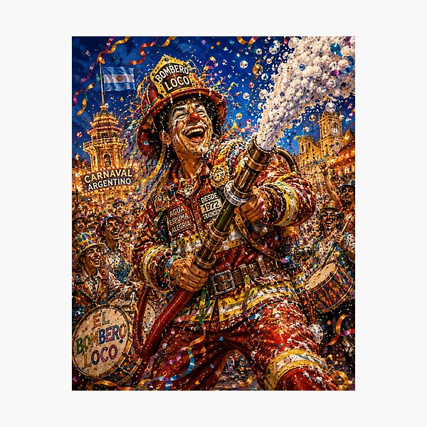 Item preview, The Crazy Fireman – Neighborhood Carnival | Argentine Memories designed and sold by Esencia Argentina.