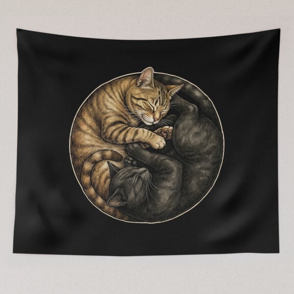 Item preview, Yin Yang Cats Tabby Black Cat Balance Harmony T-Shirt | Cute Cat Lover Zen Graphic Gift designed and sold by Trendably.