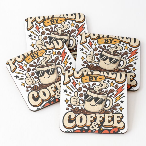 Item preview, Powered by Coffee & Chaos Retro Coffee Mug Funny Coffee Lover Design designed and sold by ArhaanFashions.