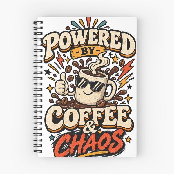 Item preview, Powered by Coffee & Chaos Retro Coffee Mug Funny Coffee Lover Design designed and sold by ArhaanFashions.