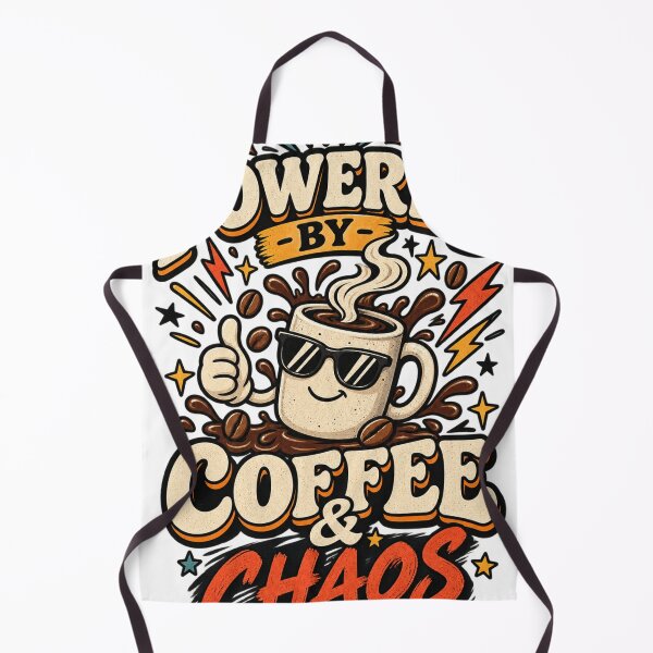 Item preview, Powered by Coffee & Chaos Retro Coffee Mug Funny Coffee Lover Design designed and sold by ArhaanFashions.