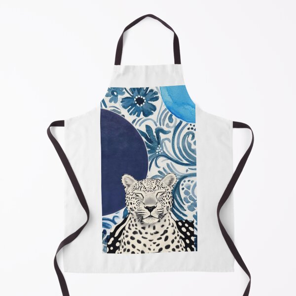 Item preview, Serene Leopard in Blue Floral Pattern - Chinoiserie Jungle Art designed and sold by cezzarie.