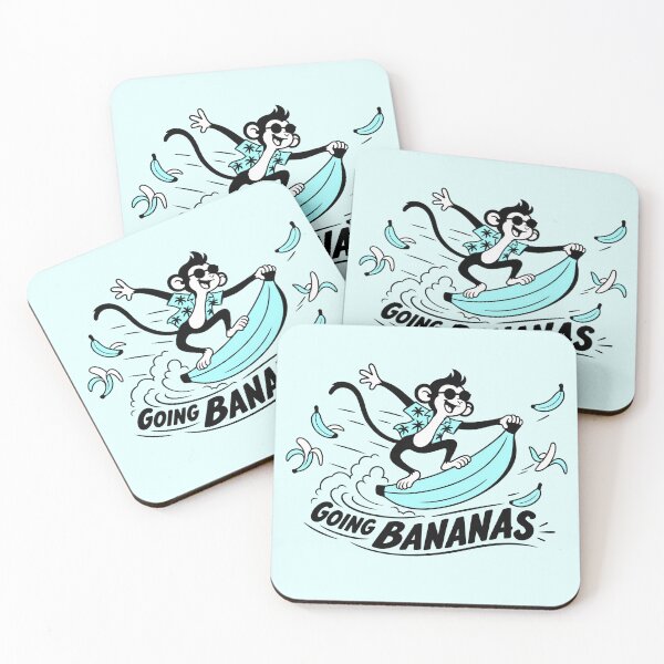 Item preview, Going Bananas Surfing Monkey Funny Illustration designed and sold by VIVID COLORS CLUB.