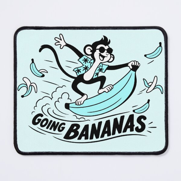 Item preview, Going Bananas Surfing Monkey Funny Illustration designed and sold by VIVID COLORS CLUB.