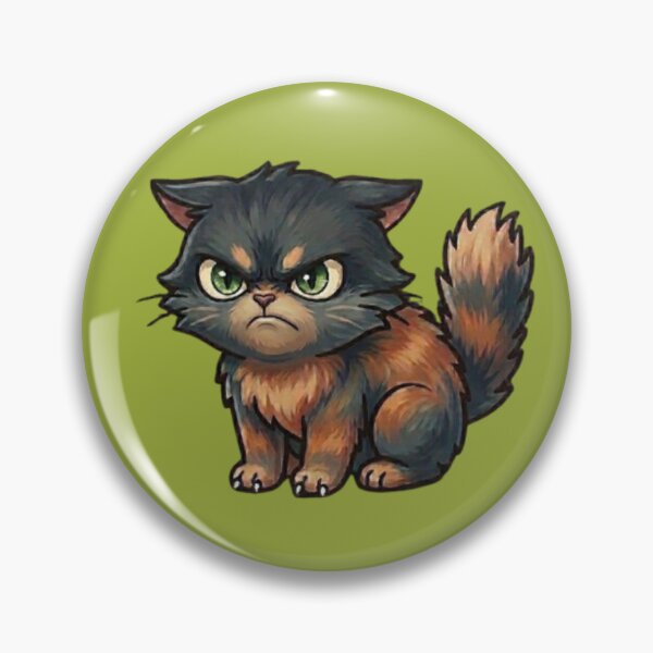 Item preview, Grumpy Fluffy Kitten-Minimalist Brown and Black Cat designed and sold by Northern Glow Art.
