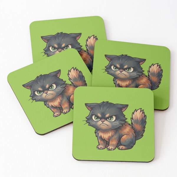 Item preview, Grumpy Fluffy Kitten-Minimalist Brown and Black Cat designed and sold by Northern Glow Art.