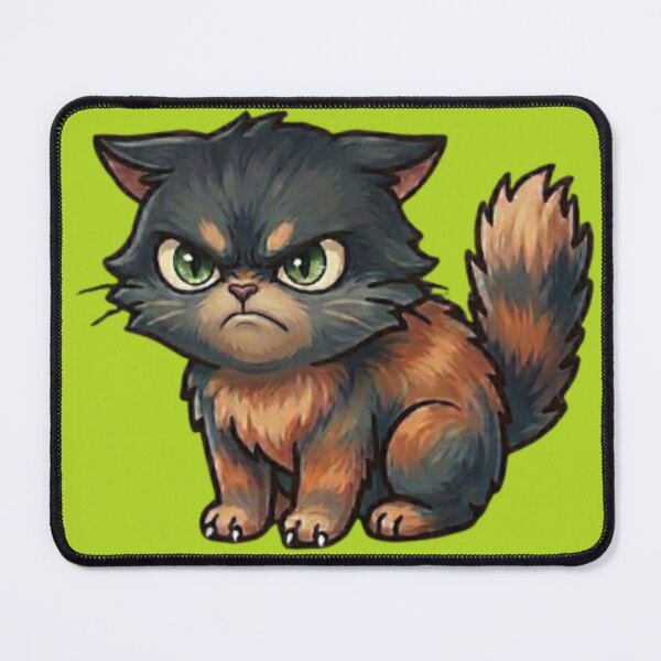 Item preview, Grumpy Fluffy Kitten-Minimalist Brown and Black Cat designed and sold by Northern Glow Art.