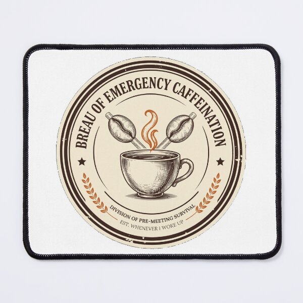 Item preview, Bureau of Emergency Caffeination - Funny Coffee Lover Badge designed and sold by HeeShirt.