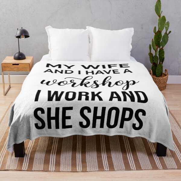 Item preview, My Wife And I Have A Workshop I Work And She Shops Husband Wife Marriage Humor Gift designed and sold by Doodleoub.