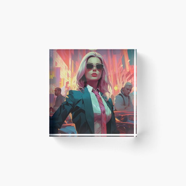 Item preview, Blonde Businesswoman in a Neon Street designed and sold by DavideXyz.