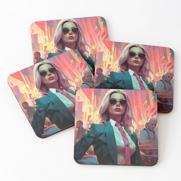 Item preview, Blonde Businesswoman in a Neon Street designed and sold by DavideXyz.