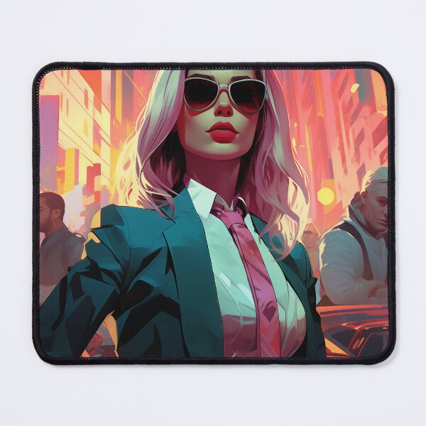 Item preview, Blonde Businesswoman in a Neon Street designed and sold by DavideXyz.