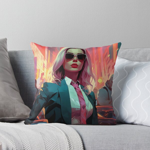 Item preview, Blonde Businesswoman in a Neon Street designed and sold by DavideXyz.