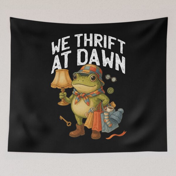 Item preview,  We Thrift at Dawn Frog, Funny Thrifting Vintage Collector, Cute Cottagecore Frog Design designed and sold by Trendvia .