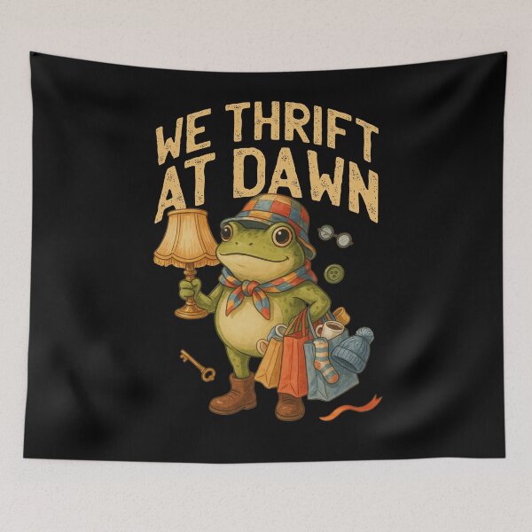 Item preview, We Thrift at Dawn Frog, Funny Thrifting Vintage Collector, Cute Cottagecore Frog Design designed and sold by Trendvia .