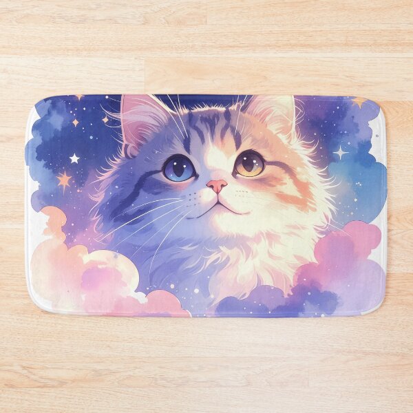 Item preview, Cosmic Watercolor Cat Floating in Galaxy Clouds designed and sold by BetweenForms.