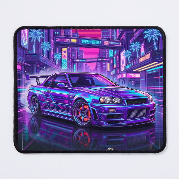 Item preview, Retro Synthwave Sunset Widebody Coupe Mechanical Schematic Night Drive designed and sold by RevUpDesign.