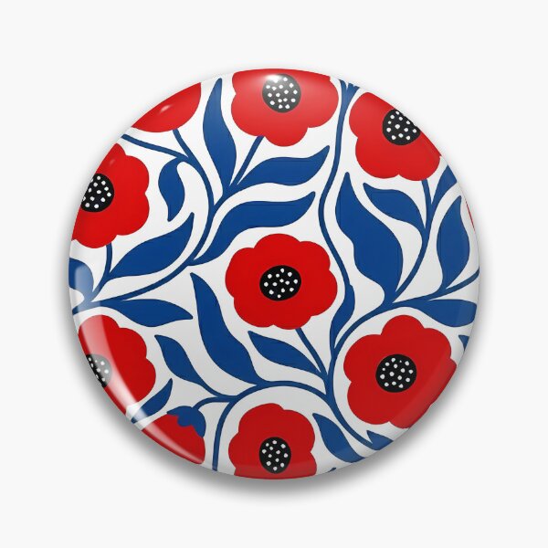 Item preview, Minimalist Red and Royal Blue Poppy Floral Pattern designed and sold by LuisWorks.