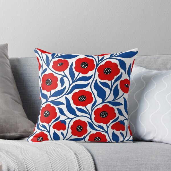 Item preview, Minimalist Red and Royal Blue Poppy Floral Pattern designed and sold by LuisWorks.