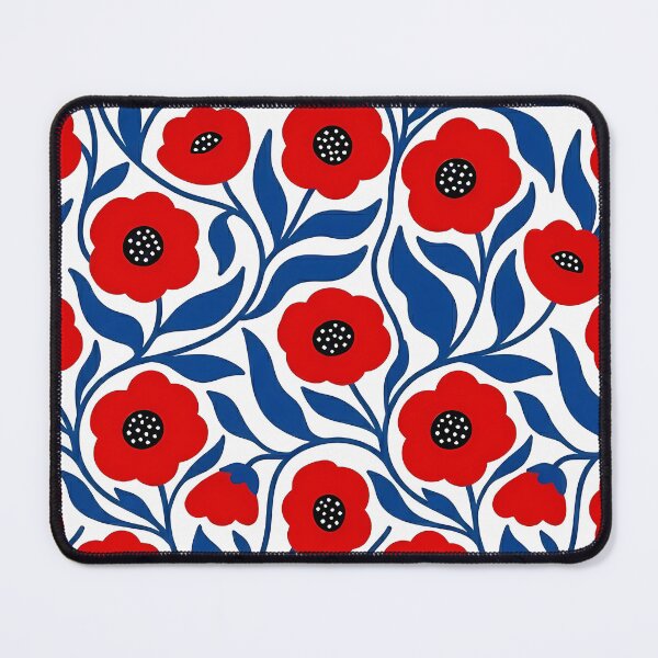 Item preview, Minimalist Red and Royal Blue Poppy Floral Pattern designed and sold by LuisWorks.