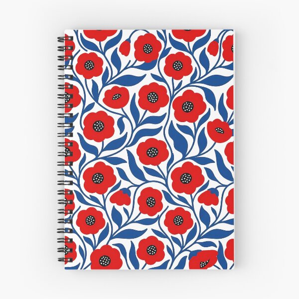 Item preview, Minimalist Red and Royal Blue Poppy Floral Pattern designed and sold by LuisWorks.