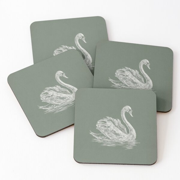 Item preview, Vintage Swan on Water Fine Line Art designed and sold by GoodOldPrints4.