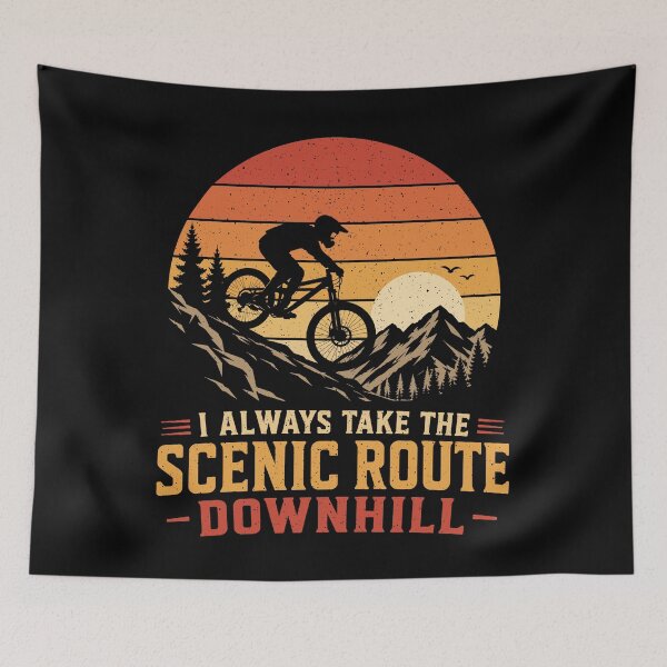 Item preview, Mountain Bike Retro Vintage Sunset Downhill Biking Silhouette designed and sold by eclecTEEq.