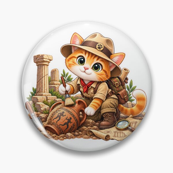 Item preview, DreamPaw Archaeologist Cat Sticker | Cute Kawaii Explorer Kitten History Lover Gift designed and sold by DreamPaw Studio.