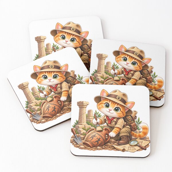 Item preview, DreamPaw Archaeologist Cat Sticker | Cute Kawaii Explorer Kitten History Lover Gift designed and sold by DreamPaw Studio.