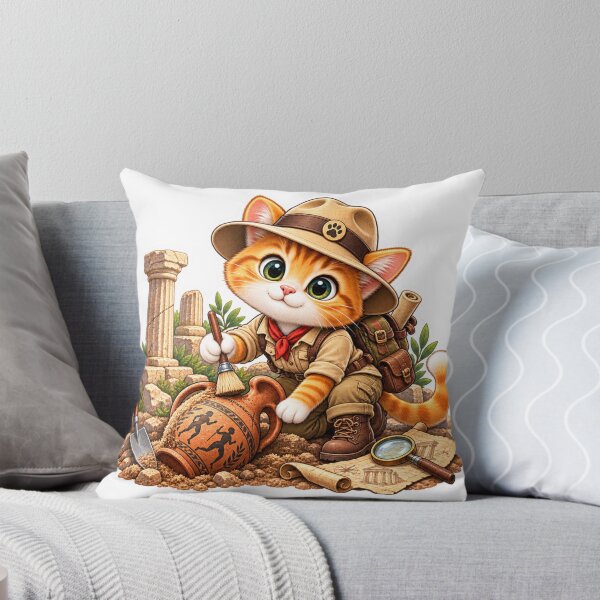 Item preview, DreamPaw Archaeologist Cat Sticker | Cute Kawaii Explorer Kitten History Lover Gift designed and sold by DreamPaw Studio.