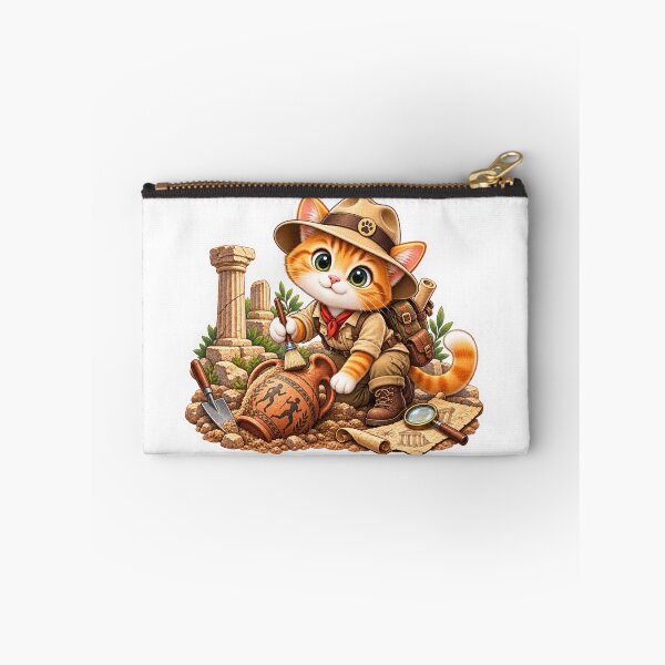 Item preview, DreamPaw Archaeologist Cat Sticker | Cute Kawaii Explorer Kitten History Lover Gift designed and sold by DreamPaw Studio.