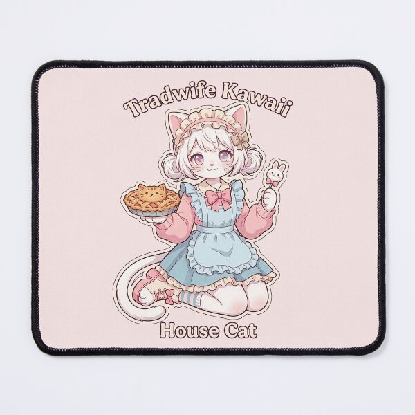 Item preview, Anime Tradwife Kawaii House Cat: Pastel Cat Girl Baker designed and sold by CuteKats.