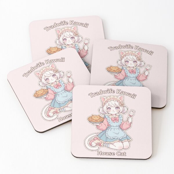 Item preview, Anime Tradwife Kawaii House Cat: Pastel Cat Girl Baker designed and sold by CuteKats.