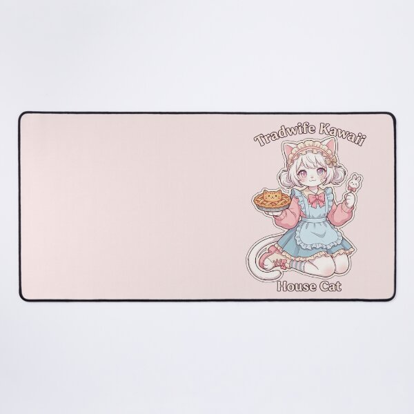 Item preview, Anime Tradwife Kawaii House Cat: Pastel Cat Girl Baker designed and sold by CuteKats.