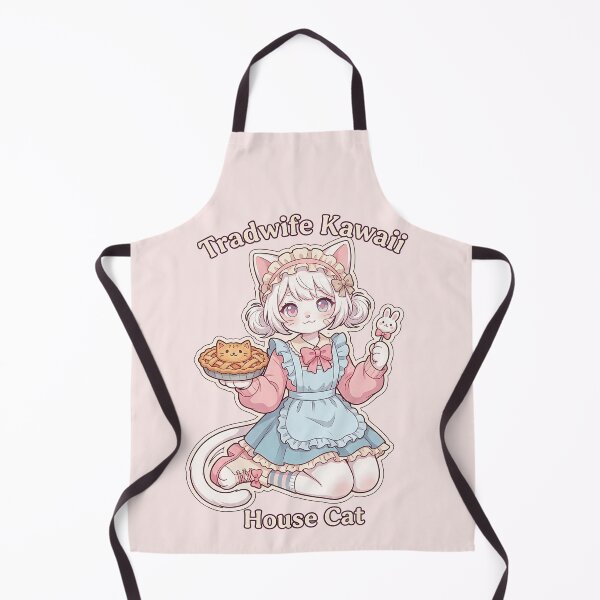 Item preview, Anime Tradwife Kawaii House Cat: Pastel Cat Girl Baker designed and sold by CuteKats.