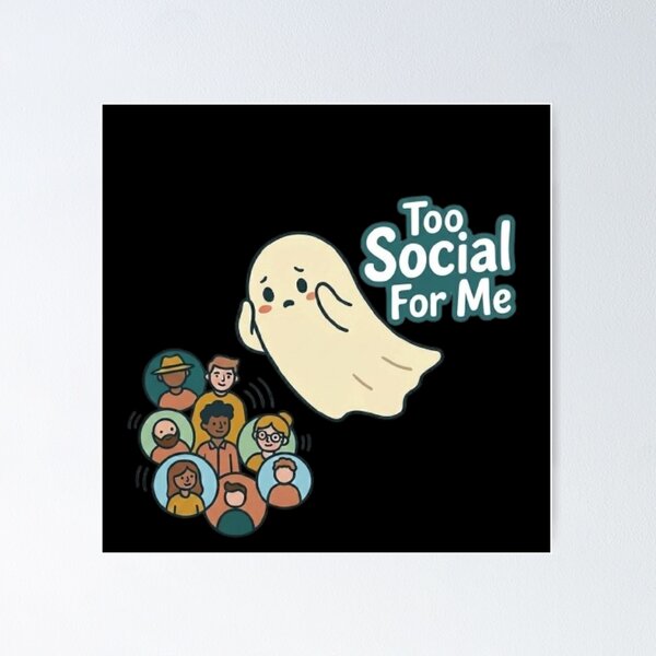 Item preview, Too Social For Me: Cute Ghost Introvert Design designed and sold by Northern Glow Art.