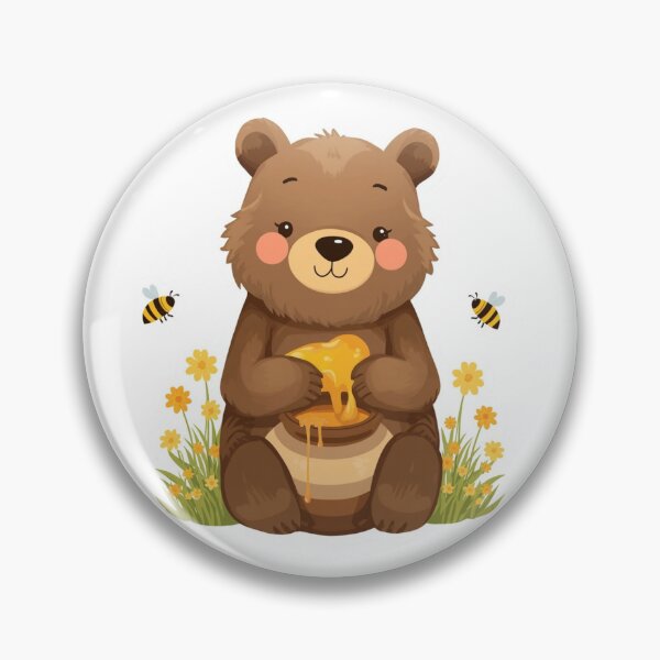 Item preview, Honey Bear Sticker | Woodland Bear with Honey Pot and Bees | Forest Animal Illustration | Cottagecore Nature Art designed and sold by Pandey14.