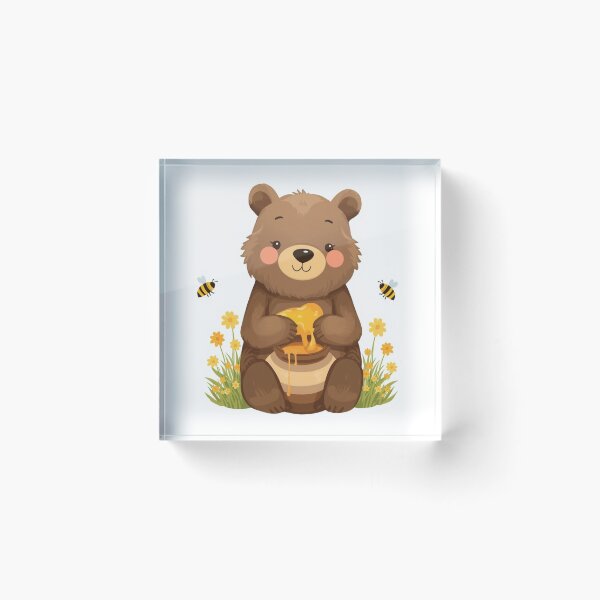 Item preview, Honey Bear Sticker | Woodland Bear with Honey Pot and Bees | Forest Animal Illustration | Cottagecore Nature Art designed and sold by Pandey14.