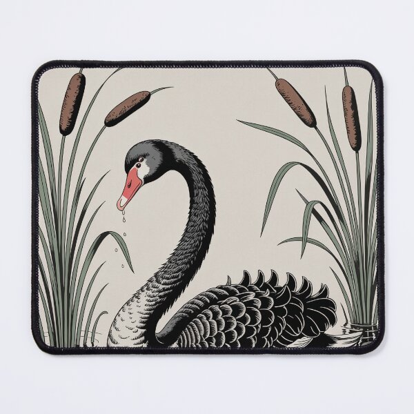 Item preview, Black Swan Botanical Pond Illustration designed and sold by NuvoraNest.