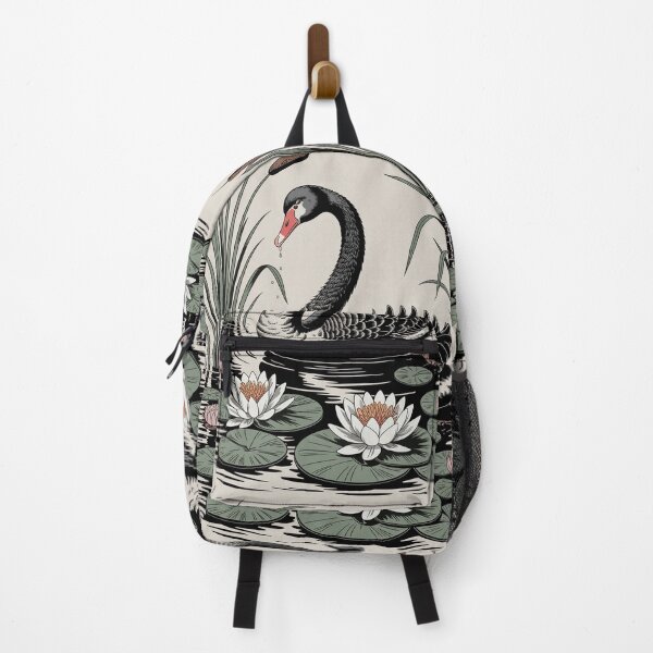 Item preview, Black Swan Botanical Pond Illustration designed and sold by NuvoraNest.