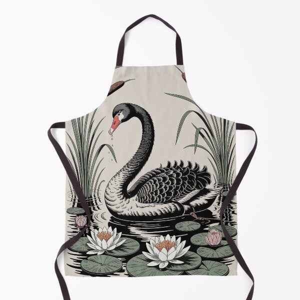 Item preview, Black Swan Botanical Pond Illustration designed and sold by NuvoraNest.