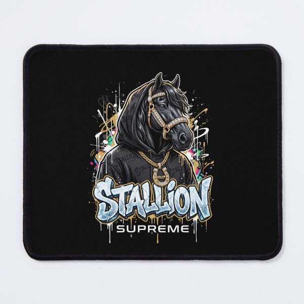 Item preview, Stallion Supreme Ice Streetwear Black Horse Urban Graffiti Tee v2 designed and sold by CornishPixiPony.