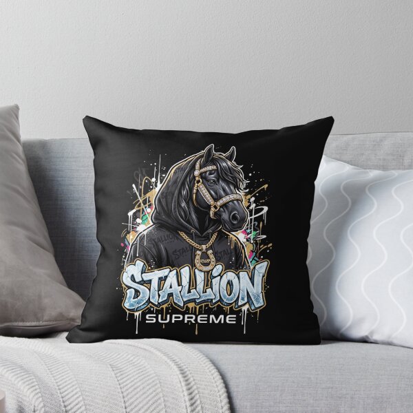 Item preview, Stallion Supreme Ice Streetwear Black Horse Urban Graffiti Tee v2 designed and sold by CornishPixiPony.