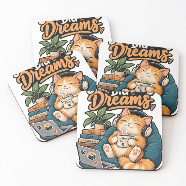 Item preview, Small Steps Big Dreams Cute Cat Coffee Lover Inspirational Design designed and sold by ArhaanFashions.