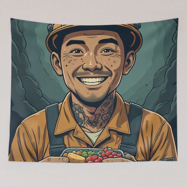 Item preview, A happy miner shares his joy with his lunch underground. designed and sold by Mianku | Für das Leben.