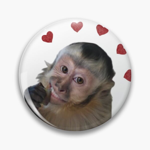 Item preview, Cute Smiling Monkey with Red Hearts - Wholesome Meme Sticker designed and sold by cezzarie.