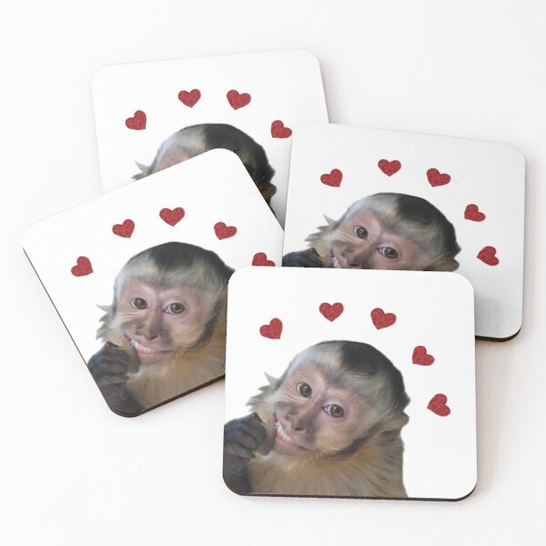 Item preview, Cute Smiling Monkey with Red Hearts - Wholesome Meme Sticker designed and sold by cezzarie.